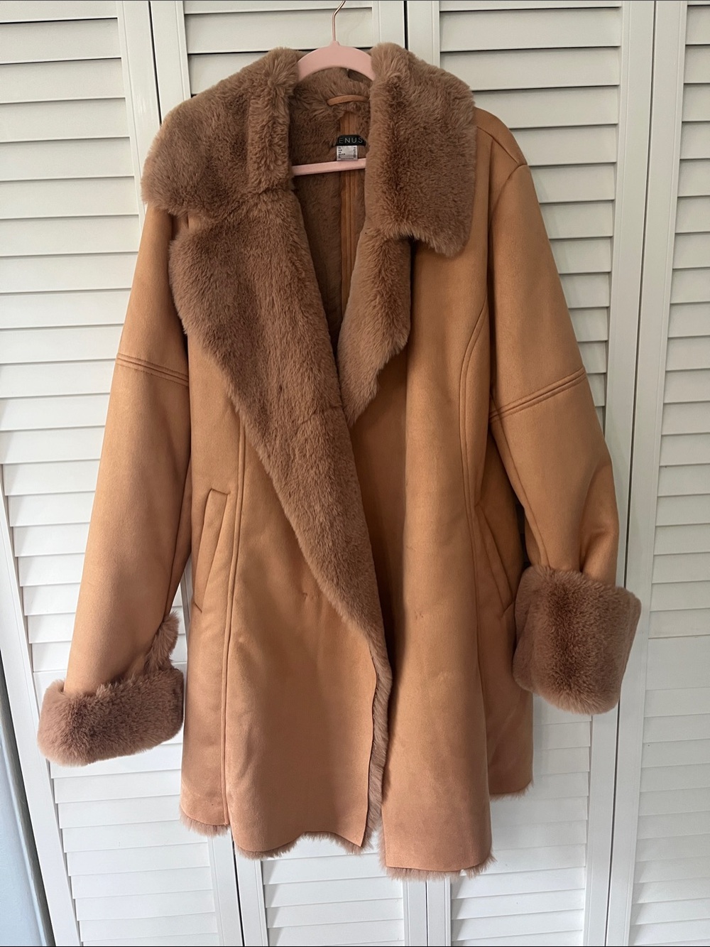 Venus Faux Shearling Coat - Camel